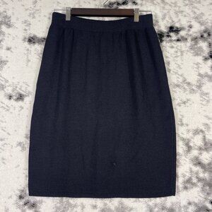 St John Basics Marie‎ Gray Santana Knit Skirt Womens Size Medium Black